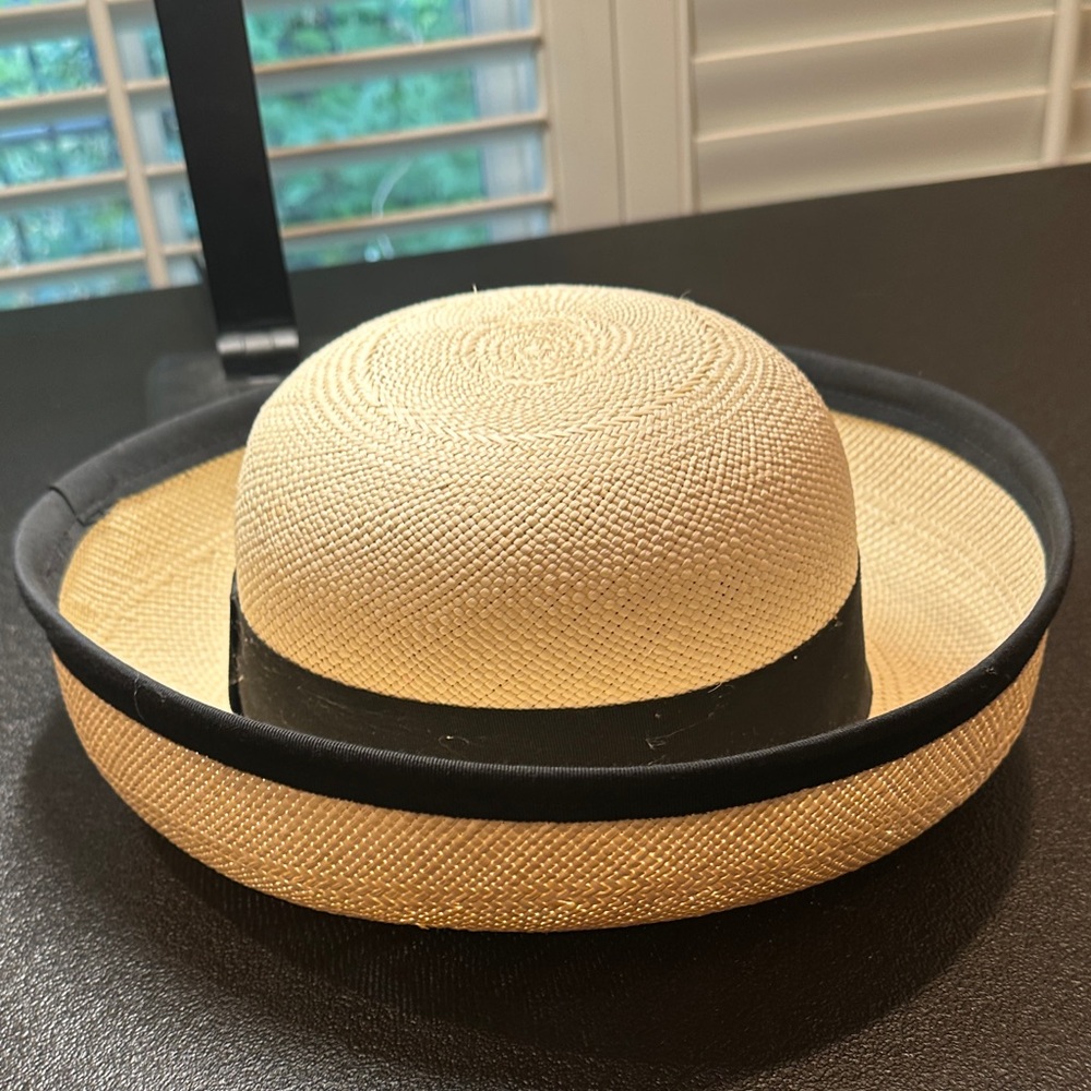 Talbots Natural Straw and Black Brimmed Hat - Picture 6 of 6